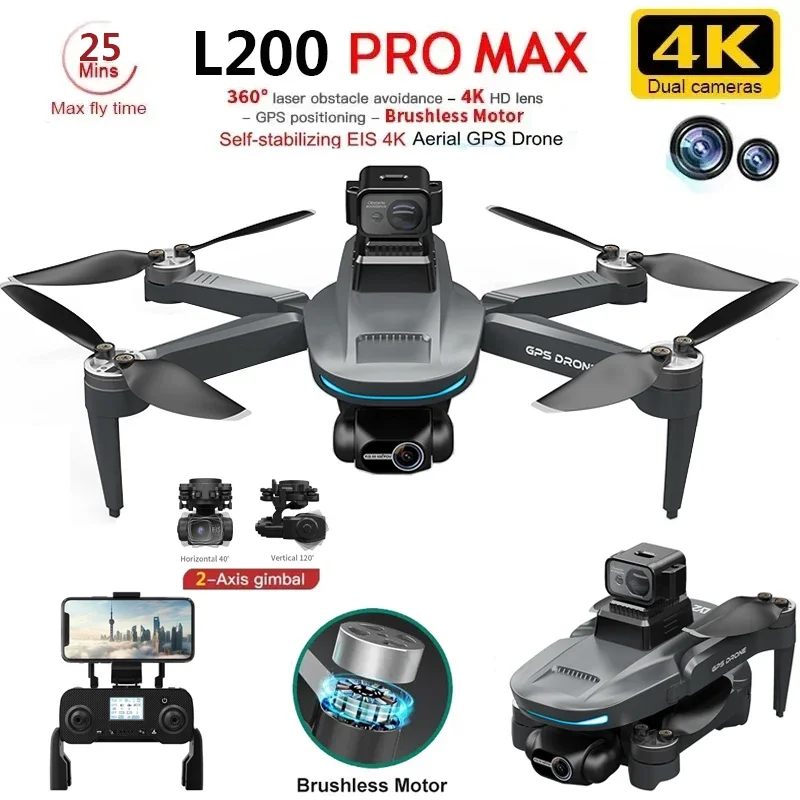 L200 PRO MAX Drone 4K 2-Axis P - Drone Racing Camera avaliação e preço