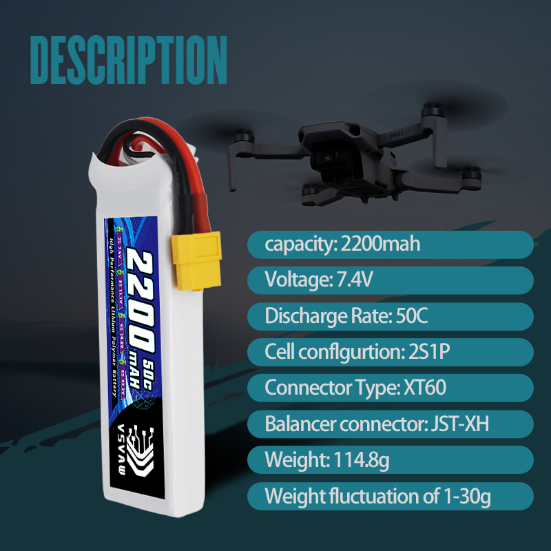 VSVAW 7.4V 2200mah 2S Drone Li - Drone Racing Battery avaliação e preço