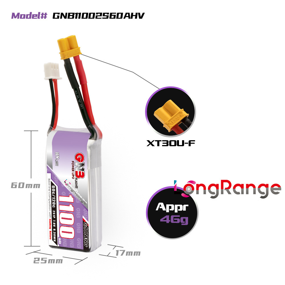 GNB 1100mAh 2S 3S 4S 6S 60C/12 - Drone Racing Battery avaliação e preço