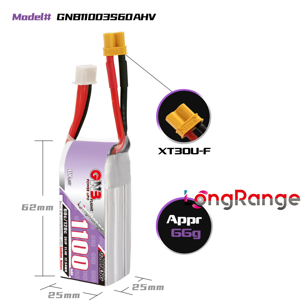 GNB 1100mAh 2S 3S 4S 6S 60C/12 - Drone Racing Battery avaliação e preço
