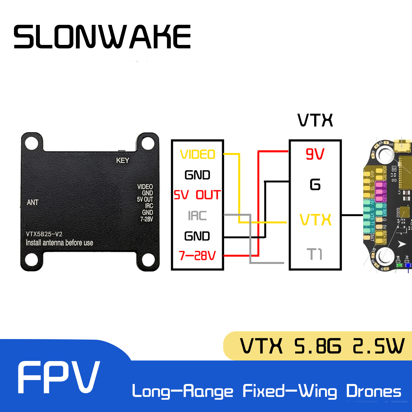 SLONWAKE 5.8G 48CH FPV Transmi - Drone Racing Receiver avaliação e preço