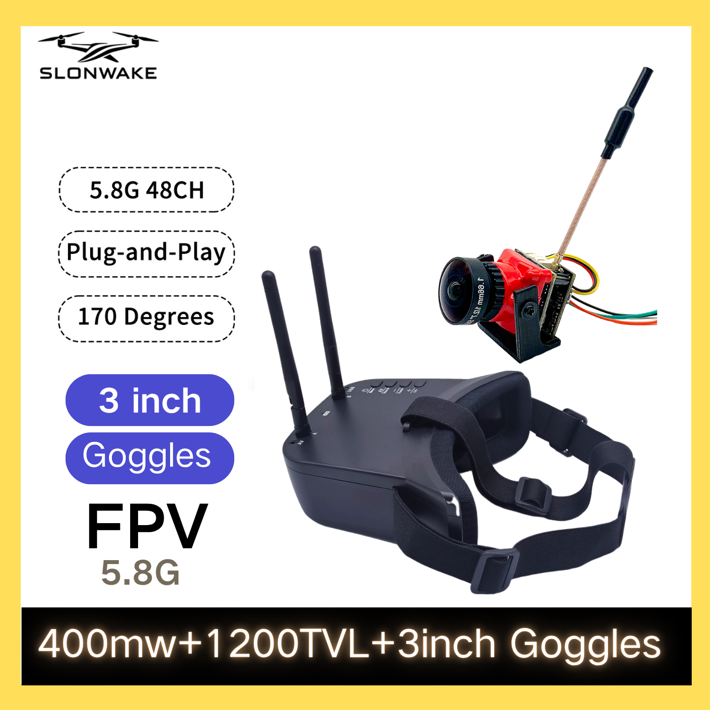 SLONWAKE 5.8G 48CH FPV 400mw V - Drone Racing Receiver avaliação e preço