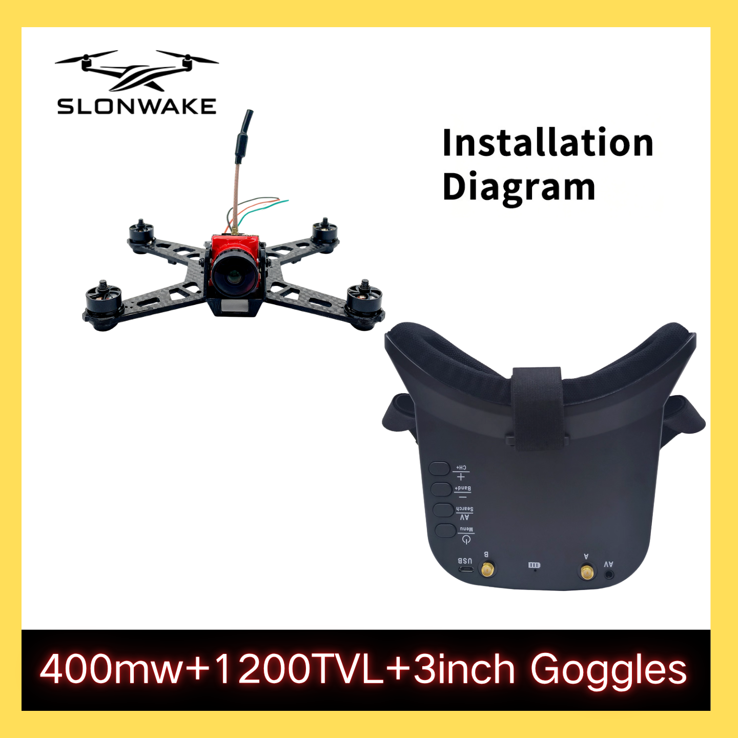 SLONWAKE 5.8G 48CH FPV 400mw V - Drone Racing Receiver avaliação e preço