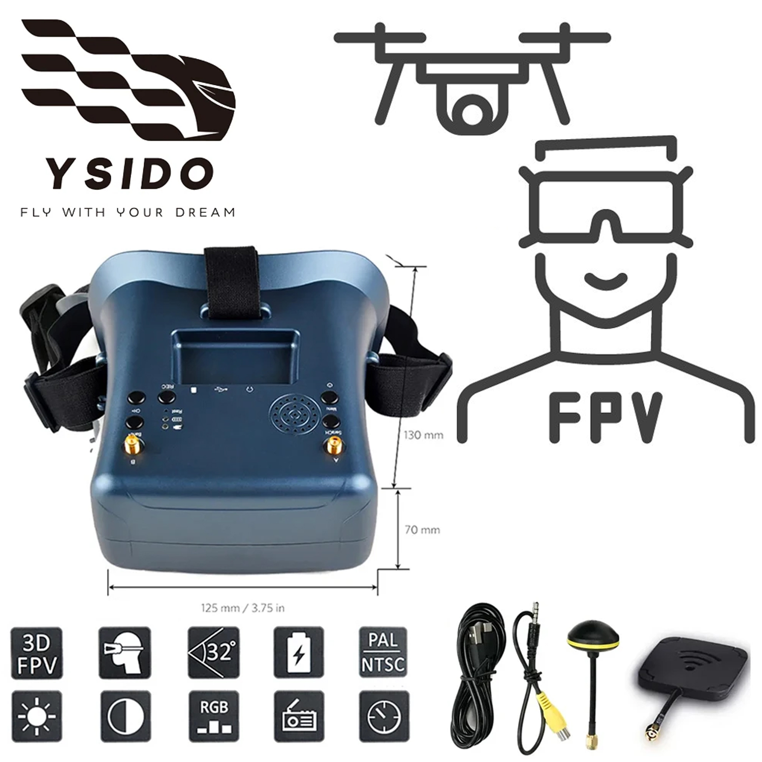 FPV Goggles 008D 5.8G 40CH 4.3 - Drone Racing Goggles avaliação e preço